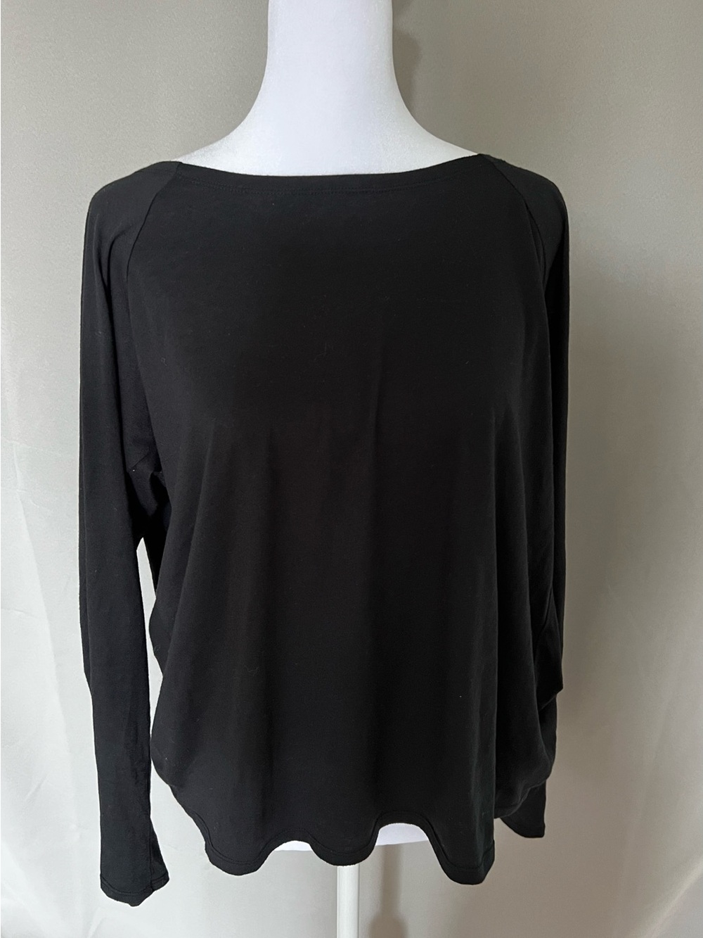 Fabletics Classic Black Long-Sleeve Boatneck Top